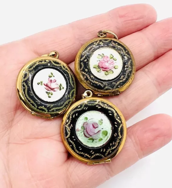 Lot of 3 Art Deco Guilloche Enamel Gold Filled Lockets Vintage Antique Jewelry Lot of 3 Art Deco Guilloche Enamel Gold Filled Lockets Vintage Antique Jewelry