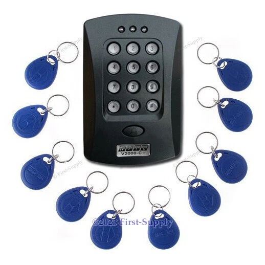 Door RFID ID Card Reader Access Control Keypad + Free10 ID Card Key Fobs