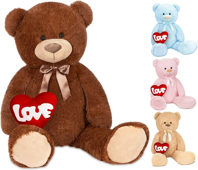 Brubaker Ours En Peluche Géant XXL 150 Cm – Marron, Avec Cœur « Ich Liebe Dich » – Ultra Doux, Lavable – Doudou Décoratif Immense