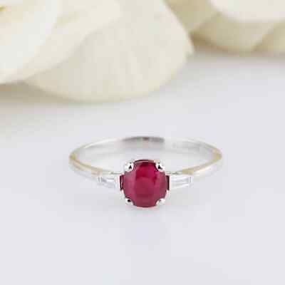 14K or Blanc Rouge Sang Rubis & Diamant Engagement Bague Anniversaire Cadeau