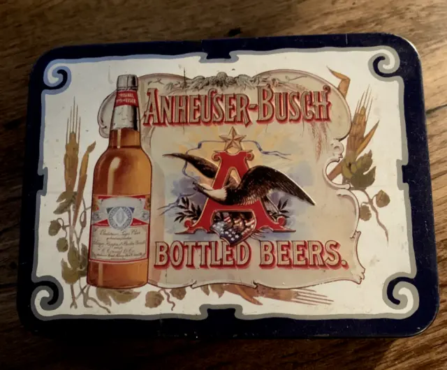 Vintage 1988 Anheuser Busch Playing Cards Budweiser Two Sealed Decks in Tin Box