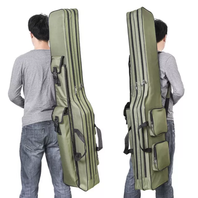 130cm Folding Fishing Rod Holdall Bags Carrier Pole Tool Storage Case Bag p Z3X4