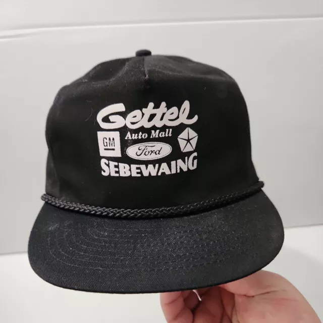 Vintage Gettel Auto Mall Sebewaing Michigan GM Ford Chrysler Rope Snapback Hat