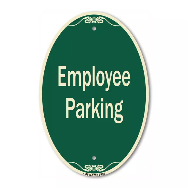 Designer Series Oval - Employee Parking Sign | Green & Tan Heavy-Gauge Aluminum