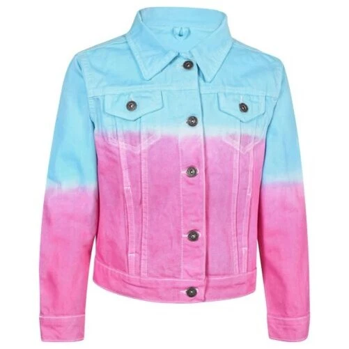 Bambini New Moda Jeans Giacca Blu Cravatta Tintura per Ragazze 3-13 Anni