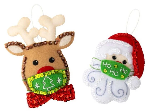 Kit de apliques de adornos de fieltro Bucilla conjunto de 2 máscaras de Navidad -89502E