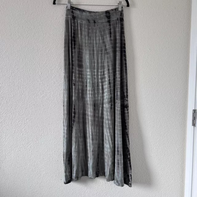 HODGES Women Tie Dye Maxi Skirt Large Olive Green Modal Blend Boho Hippie Fest