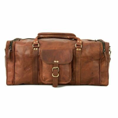 24 Inch New Men's Leather Travel Duffel Weekender Carry On Vintage Luggage Bag