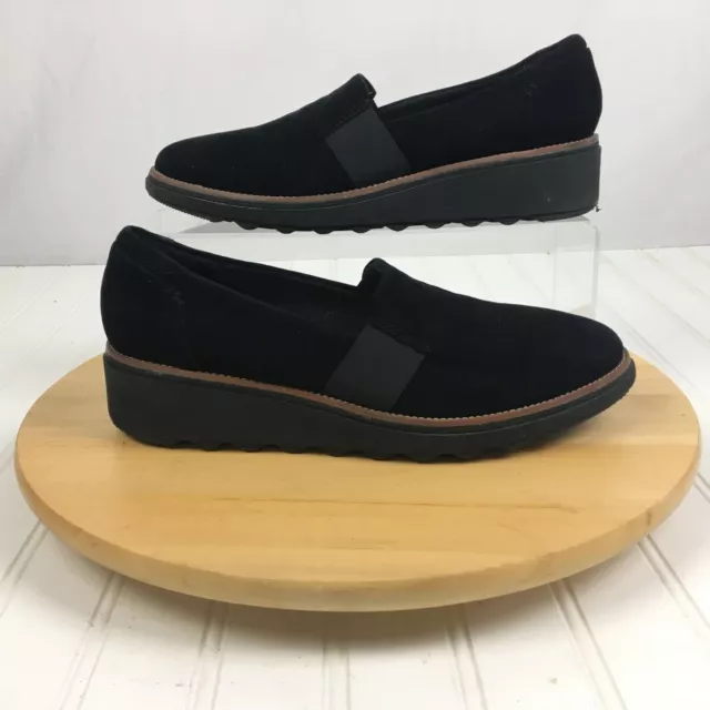 CLARKS COLLECTION BLACK Loafers Shoes Womens Size 10 Slip On Wedge ...