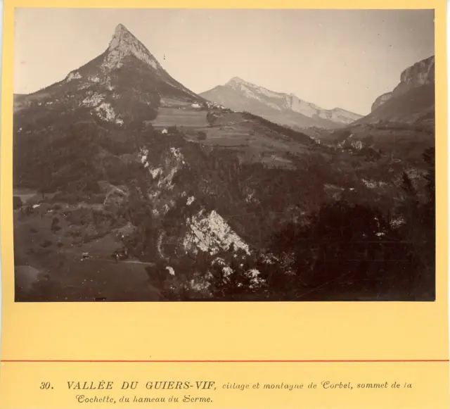 France, Vallée du Guiers-Vif, village and mountain of Corbet vintage albumen prin