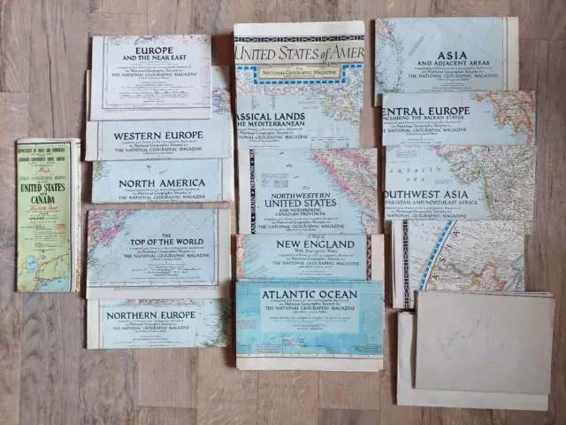 Job Lot Bundle x17 Vintage National Geographic Physical Wall Maps 1940's 1950's