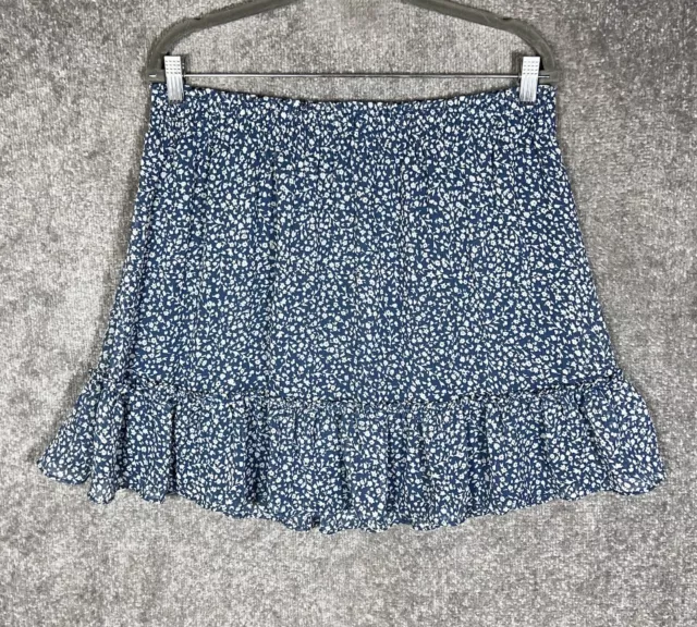 LC Lauren Conrad Floral Smocked Waist Pull On Mini Skirt Womens Size XL Ruffle