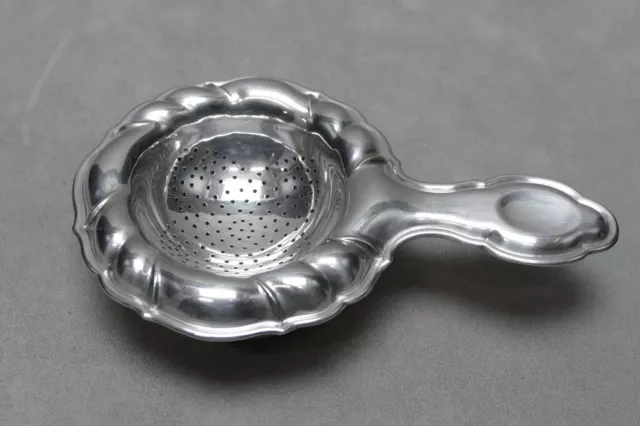 Teesieb mit Abtropfschale 800er Silber Gebrüder Köberlin  barocke Form L. 15 cm