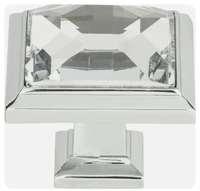 Bouton d'armoire carré Atlas Homewares 340 cristal chrome 1-5/16 pouces. Bundle de 7.