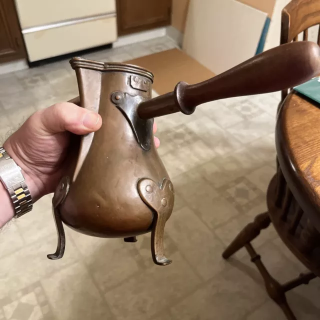 Early 18th Century Heavy Dovetailed Copper Chocolate Pot Original Handle