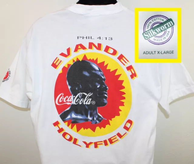 Evander Holyfield boxing champion Coca-Cola vintage t-shirt white 90s cotton