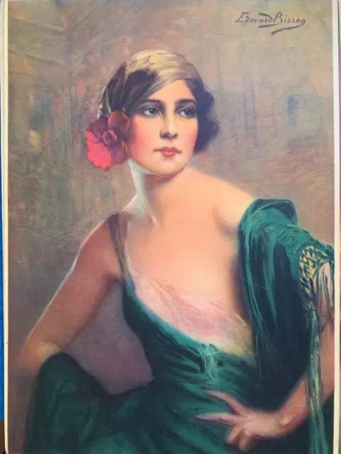 1920s French Art Deco  EDOUARD BISSON Lithograph numbered 16202 -signed