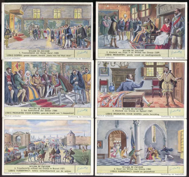 Liebig Trade Card Set, WILLIAM THE SILENT, GUILLAUME LE TACITURNE, S1569, 1953
