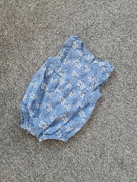 Baby Girls Jojo Maman Bebe Summer Romper Outfit 0-3 Months Blue Floral o