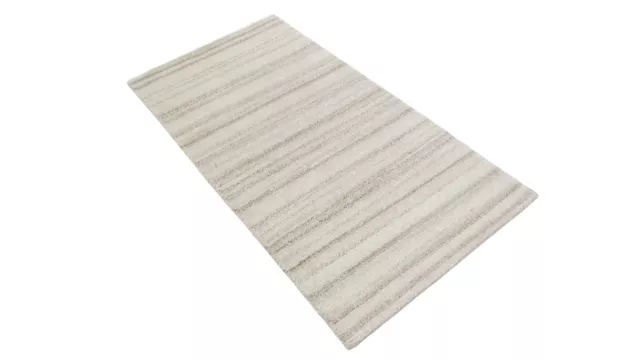 Nepal Tapis Noué à la Main Beige Gris 100% Laine Tapis D'Orient 70x140 CM N-117