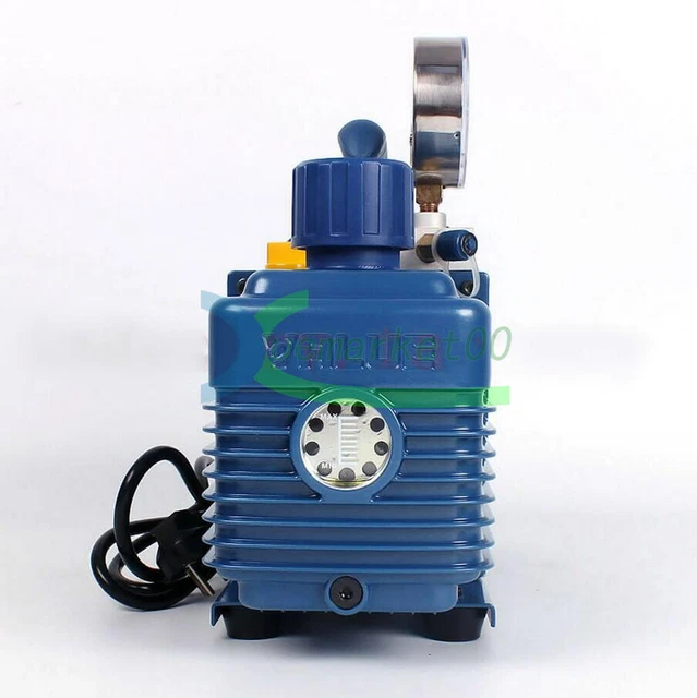 1PC Stage Vacuum Pump Rotary Vane with Gauge 4.3CFM 1/3HP Air Refrigeration 2Pa