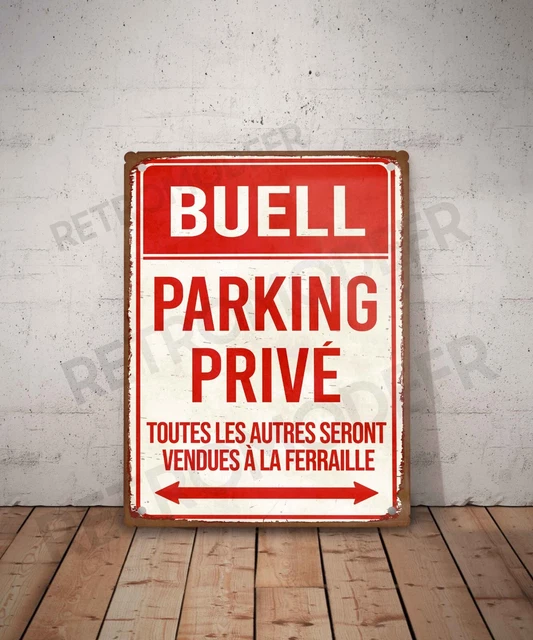 Panneau Métal Vintage Cadillac - Parking Privé - Décoration Garage Atelier