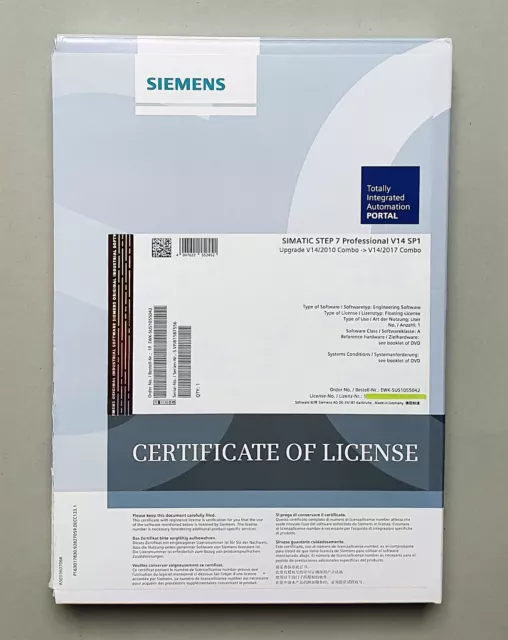 SIEMENS SIMATIC STEP 7 Professional V14 SP1 (incl.STEP7 Prof.2017) COMBO Upgrade
