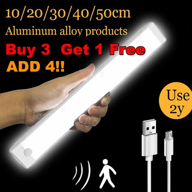 LED MOTION SENSOR Light Cabinet USB Rechargeable PIR Magnetic Wardrobe ...