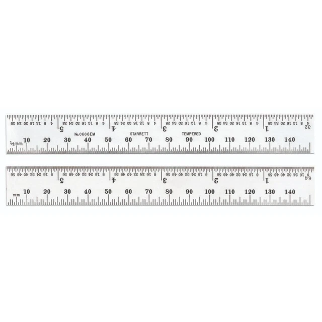 Starrett Spring-Tempered Steel Rule with Millimeter and Inch Graduations
