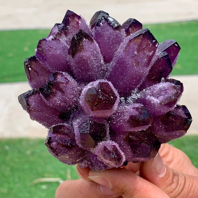 460g  newly discoveredmineralspecimen of purple Phantom Quartz Crystal Cluster