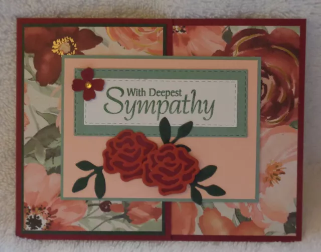 Stampin Up! Card Kit SYMPATHY Floral Gold Embellished Roses Lovely Fun Fold