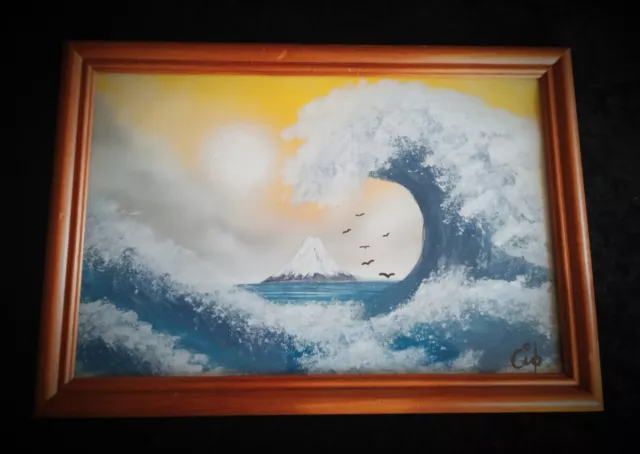 Spray Art - Papier photo sous cadre : The Great Wave, inspired by Hokusai