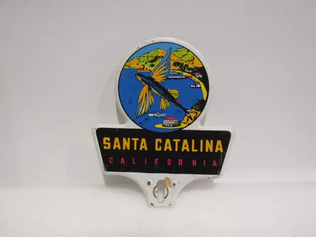 Vintage Santa Catalina Caifornia Island Flying Fish Metal License Plate Topper