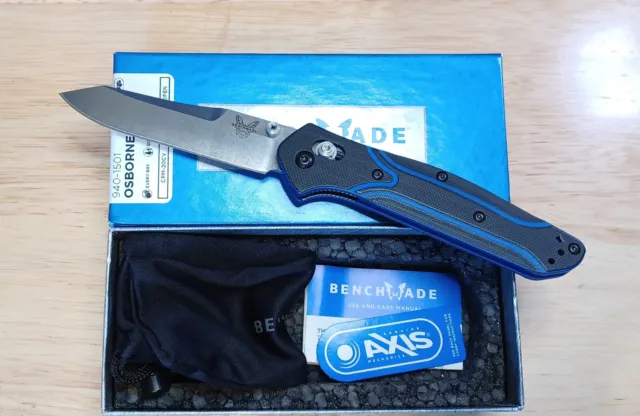 Benchmade 940-1501 Knifeworks Exclusive Blue/Black G10 and CPM-20CV  *NEW*