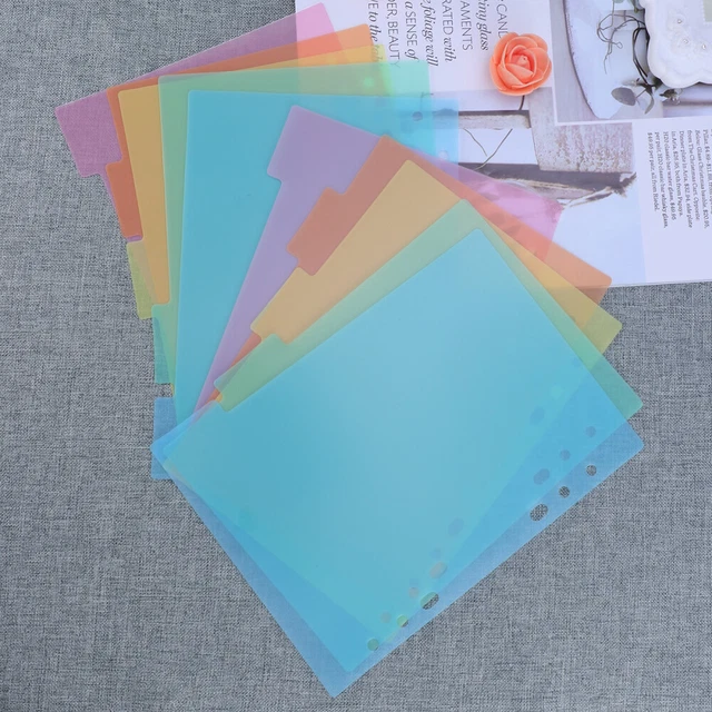 2 piezas de archivo de pestañas de encuadernación carpeta A5 etiquetas de plástico lado de índice