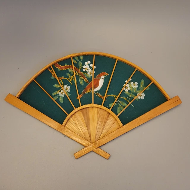 Vintage bird on cherry blossom Handpainted Wall Hanging Fan