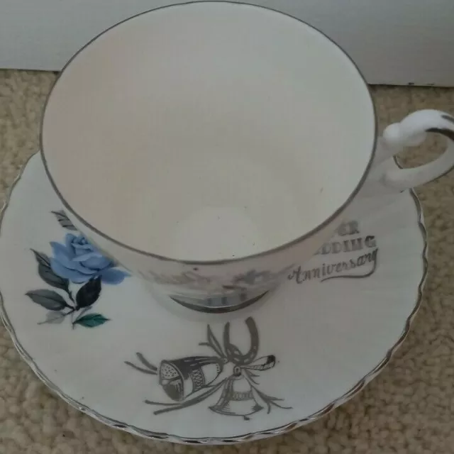 Argyle Silver Wedding Anniversary Cup & Saucer x 2, in excellent condition