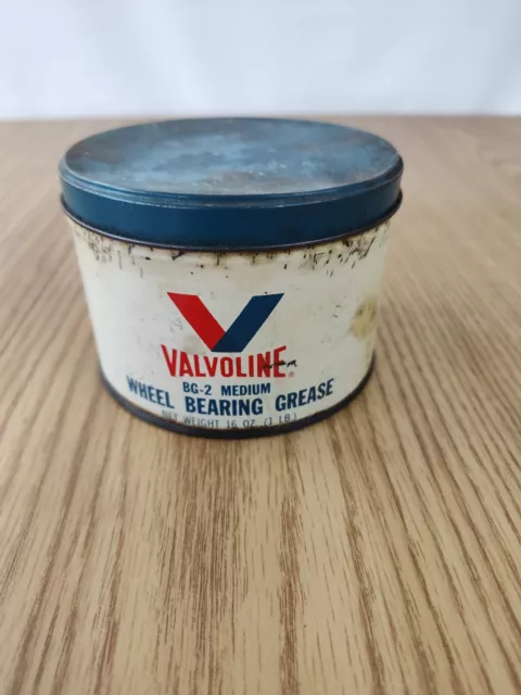 Vintage Valvoline Wheel Bearing Grease Can gas station oil advertising auto tire