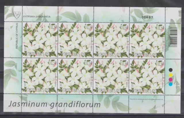 Cyprus Mnh Stamp Set 2012 Scented Flowers Jasmine  Full Sheet