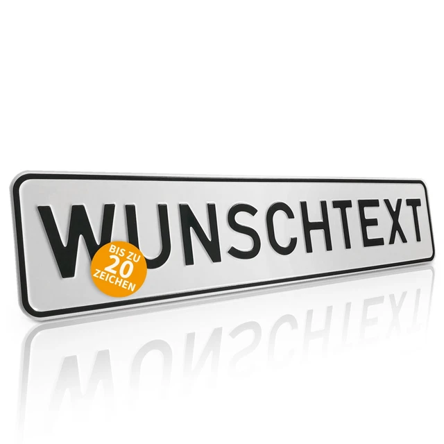 Persönliches Parkplatzschild Aus Alu – Schwarz, 52x11 Cm – Mit Deinem Wunschtext