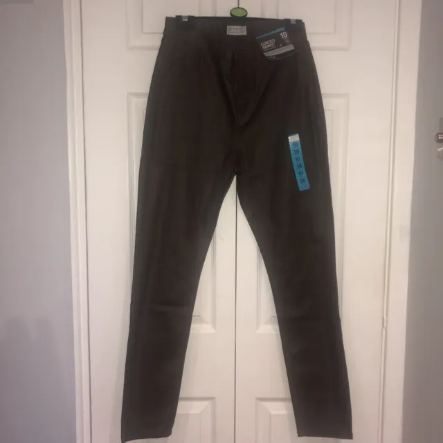 HIGH WAISTED BLACK Leather Look Skinny Jeans Size 16 S bnwot £6.99