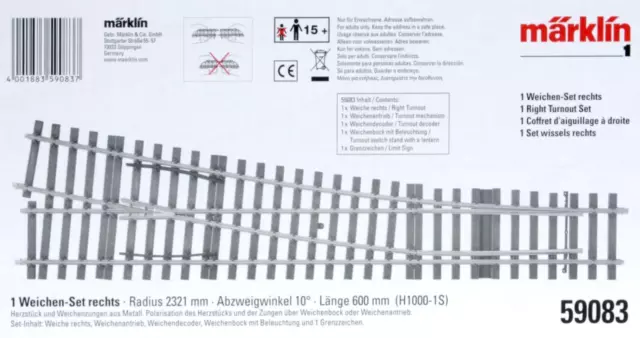 Märklin Spur I - 59083 Weichen- Set rechts ( H 1000-1S ) NEU und OVP