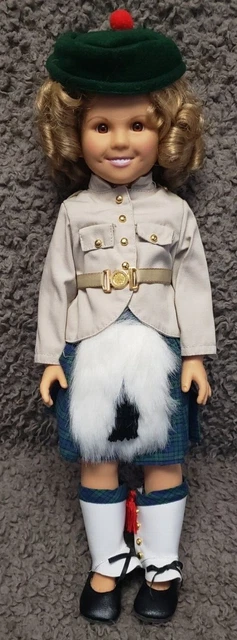 Vintage 16" Shirley Temple Wee Willie Winkie Doll by Danbury Mint w/ Green Kilt