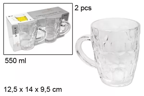 Set 2 Pezzi Bicchieri Per Birra 550Ml Coppia Tanques Cerveza Beer Pub Bar Casa.