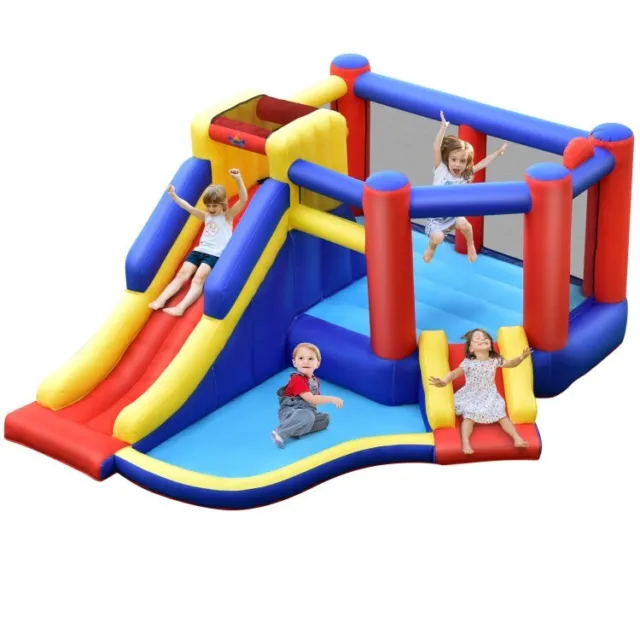 Inflatable Bouncy Castle Kids Jumping House w/ Double Slides without Air Blower