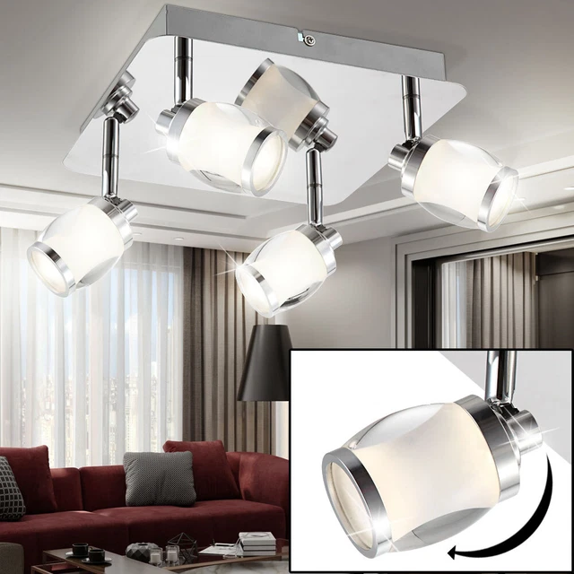 Lightbox Faretto LED Soffitto 4 Luci - Teste Orientabili, Bianco Caldo, Metallo/Bianco - Foto 12