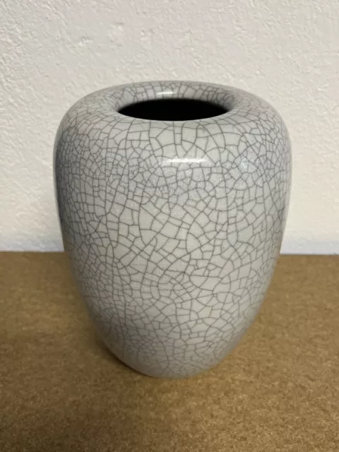 Craquele Keramik Vase, Glatzle, Karlsruher Majolika