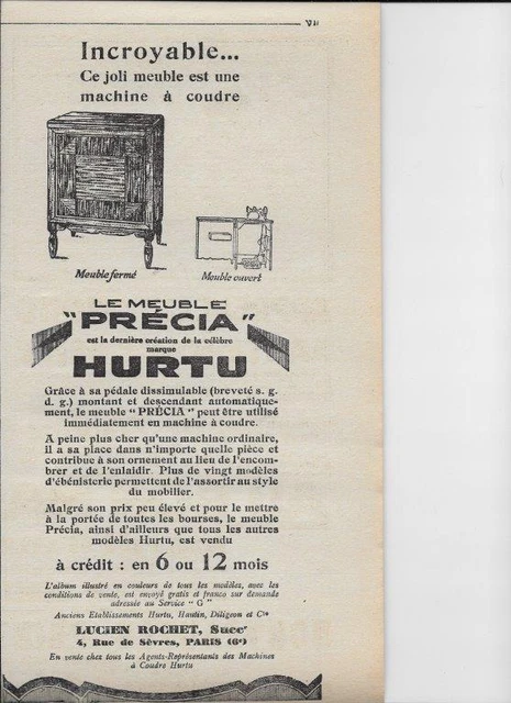 Publicité ancienne 1928 meubles mobilier Precia HURTU Paris Pub 32x16 advert