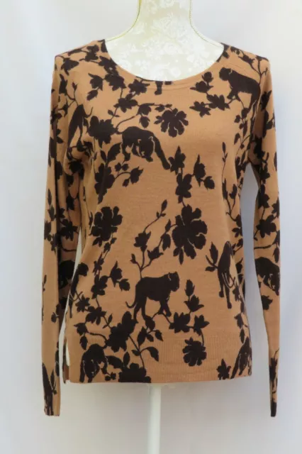 NEXT ❤️ Camel Black SOFT COSY KNIT Crew Neck JUMPER Long Sleeve ❤️ UK 6 34 BNWT