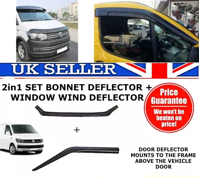 VW VOLKSWAGEN TRANSPORTER T6 Wind Rain deflectors & Bonnet Deflector Protector